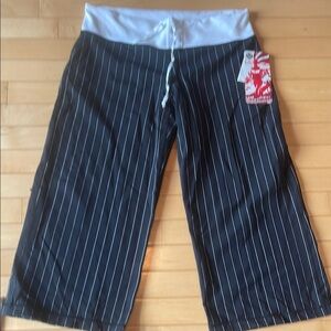 Black and White Striped relaxed fit crop pant lululemon